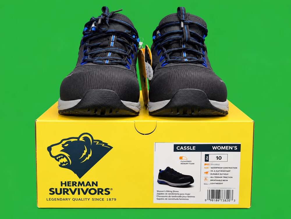 Herman Survivors Cassle Hiking Shoes Size 10 Black Blue Composite Toe